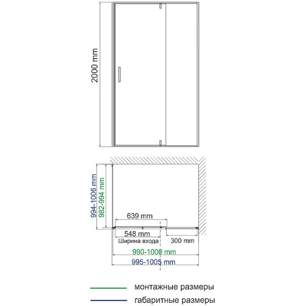 Душевой уголок WasserKRAFT Aisch 55P 100х200х100 стекло прозрачное, профиль золотой (55P19)