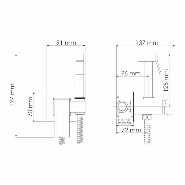 Смеситель с гигиеническим душем встраиваемый WasserKRAFT хром (A71138)