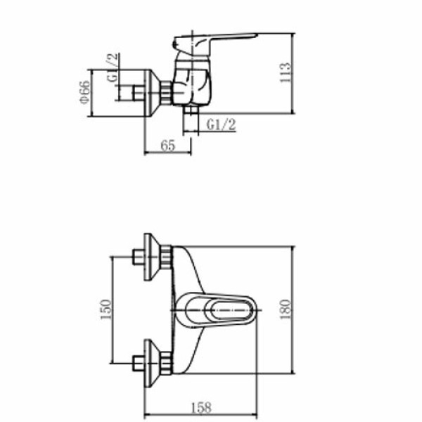 Смеситель для душа Fashun с душевым комплектом хром (A2004)