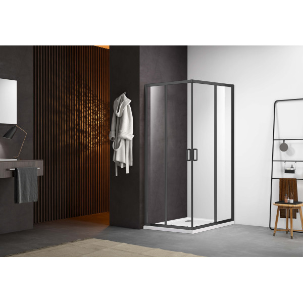 Душевой уголок Aquatek Ария 80x80x200 стекло прозрачное, профиль оружейная сталь (AQ ARI KV 08020GM)