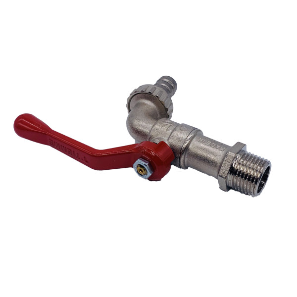 Кран шаровый сливной со штуцером Tiemme Eolo 1/2" (красная алюминиевая ручка) (2500001) Кран шаровый сливной со штуцером Tiemme Eolo 1/2" (красная алюминиевая ручка) (2500001)