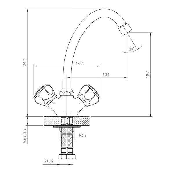 Смеситель для кухни Decoroom хром (DR50028R)