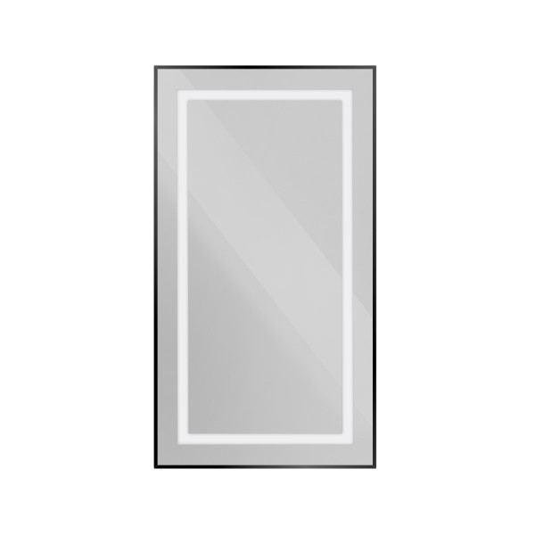Зеркало BelBagno 500x900x32 в алюминиевой раме со встроенным светильником и сенсорным выключателем по периметру рамы (SPC-KRAFT-500-900-SENS-NERO)