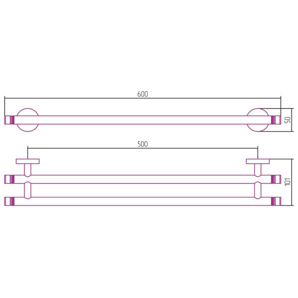Держатель полотенец Сунержа Каньон двойной / L 600 (03-3002-0600)