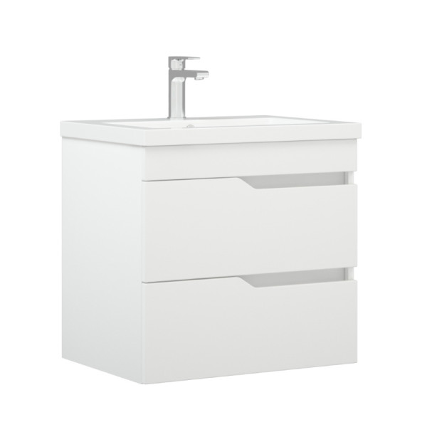 Тумба подвесная Melodia Лотос 60 (Como 60) 2 ящика белая (MFR80025WT)