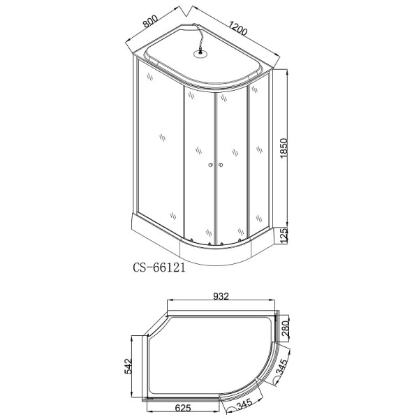 Душевая кабина Loranto 120x80x215 стекло матовое, профиль хром (CS-66121L F 120)
