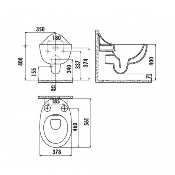 Унитаз подвесной Creavit Foglia 37,8x56,1x32,9 белый (FG321-11CB00E-0000)