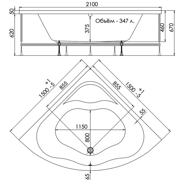 Каркас для ванны 1ACReal 150х150 (FRA-MW151510-0AM)