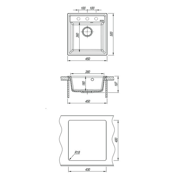 Мойка для кухни врезная Lemark Hanka 450 450x500 серый шелк (9910011)