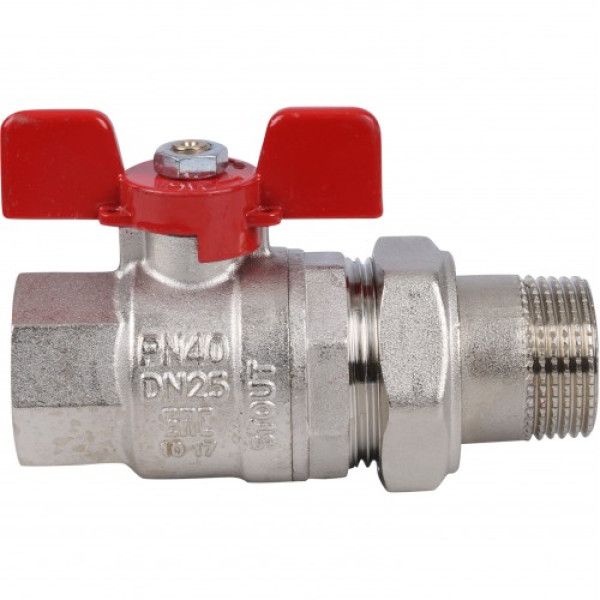 Кран 1" шаровый со сгоном Stout (красная бабочка, полнопроходной) SVB-1007-000025 Кран 1" шаровый со сгоном Stout (красная бабочка, полнопроходной) SVB-1007-000025
