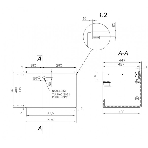 Тумба подвесная Cersanit Colour белый (64258)