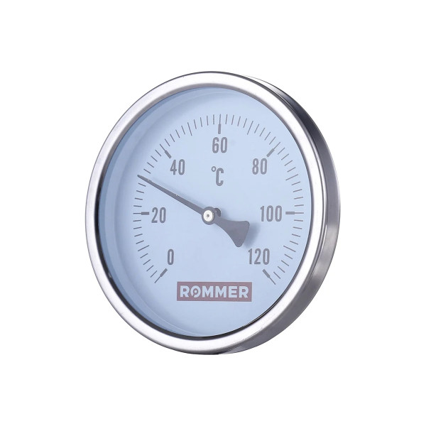 Термометр биметаллический 63 мм c погружной гильзой 50 мм (0°-120°С) Rommer (RIM-0001-635015) Термометр биметаллический 63 мм c погружной гильзой 50 мм (0°-120°С) Rommer (RIM-0001-635015)