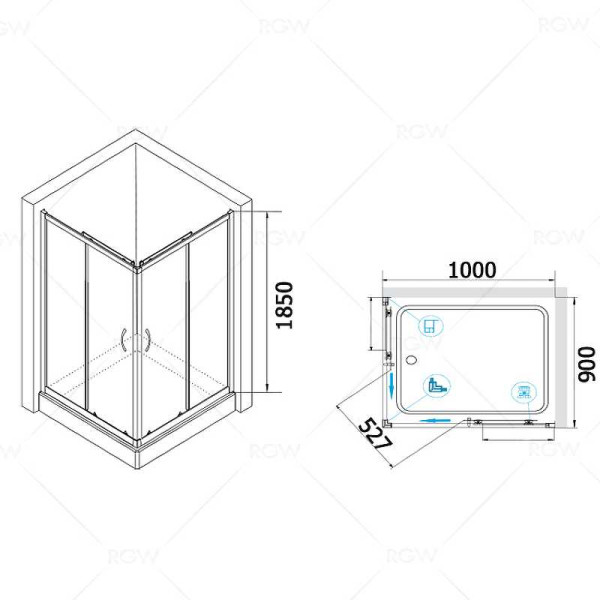 Душевой уголок RGW PA-146 100*90 стекло прозрачное, профиль хром 020814690-11 Душевой уголок RGW PA-146 100*90 стекло прозрачное, профиль хром 020814690-11