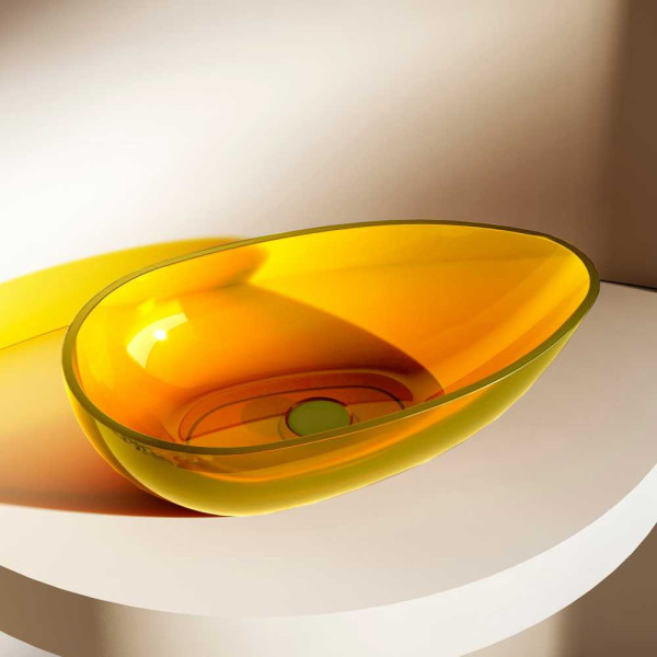 Раковина накладная Abber Kristall желтая (AT2811Amber)