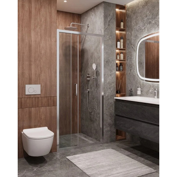 Душевая дверь Cezares Molveno 90x195 стекло прозрачное, профиль хром (MOLVENO-BF-3-90-C-Cr-IV)