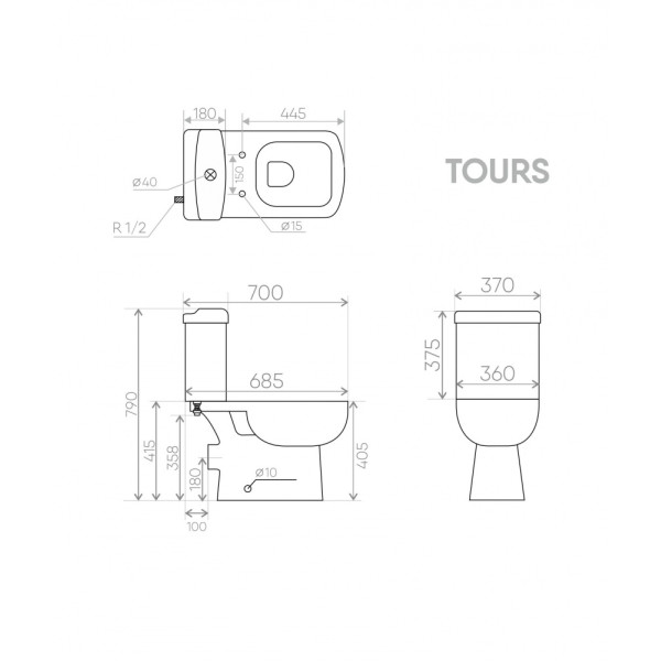 Унитаз напольный Creo Tours с сиденьем микролифт (COMBO-TO1003)