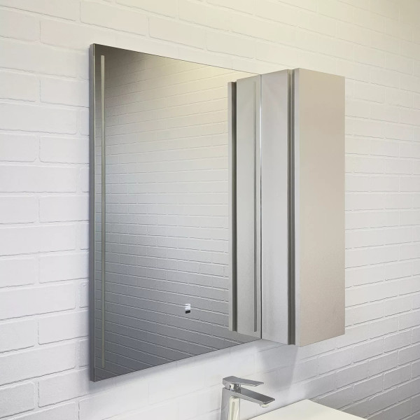 Шкаф зеркальный Comforty Бильбао 800x465x850 с подсветкой серый шёлк (00-00014154)