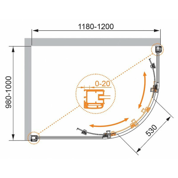 Душевой уголок Cezares Anima 120x100x200 стекло прозрачное, профиль хром (ANIMA-W-RH-2-120/100-C-Cr-L)