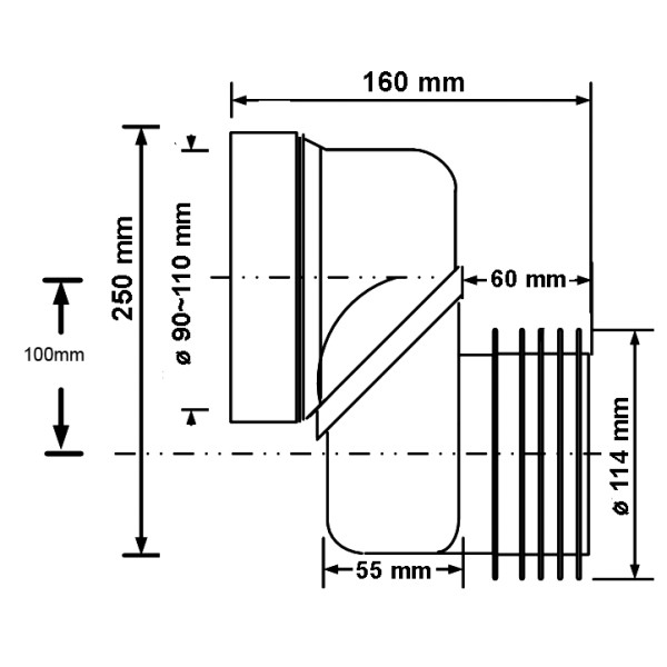 Отвод для унитаза эксцентрический McAlpine (смещение 100 мм.) (WCLO-10)