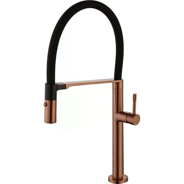 Смеситель для кухни Boheme Kitchen Медный с гибким изливом (114-CB)