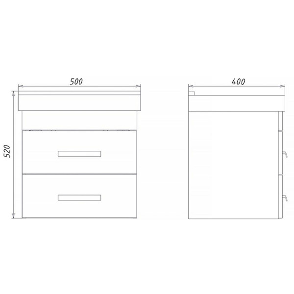 Тумба подвесная с раковиной Comforty Никосия 500x400x520 дуб белый (00-00017091) Тумба подвесная с раковиной Comforty Никосия 500x400x520 дуб белый (00-00017091)