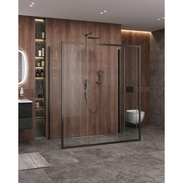 Душевой уголок Cezares Molveno 170x90x195 стекло прозрачное, профиль оружейная сталь (MOLVENO-AH-2/2-170/90-C-GM-IV)