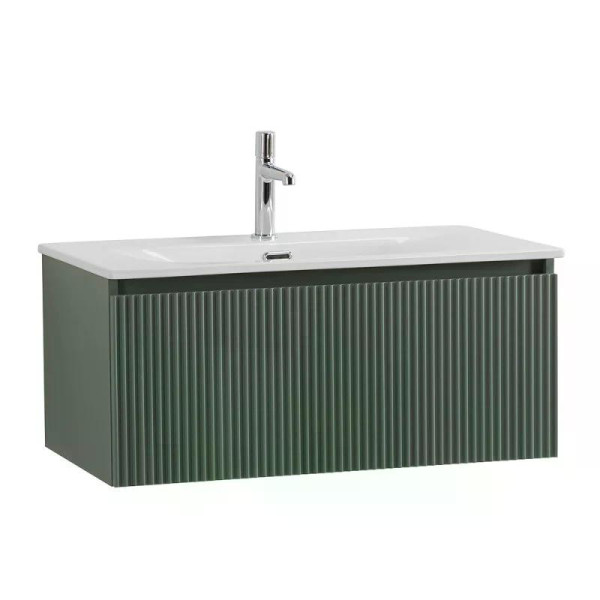 Тумба подвесная Cezares 800x455x350 Uno с фрезерованными ручками по всей длине фасада с одним выкатным ящиком еловый матовый (UNO-800-1C-SO-VO)