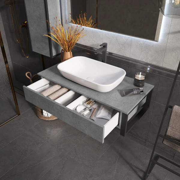 Тумба подвесная 1Marka Grundge Loft 1000x480x255 бетон лофт (Ц0000031982)