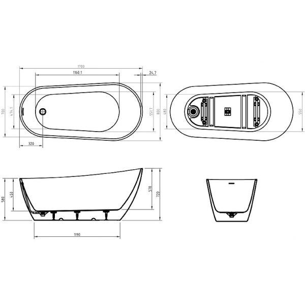 Ванна акриловая BelBagno 170x80 белая (BB704-1700-800-K) Ванна акриловая BelBagno 170x80 белая (BB704-1700-800-K)