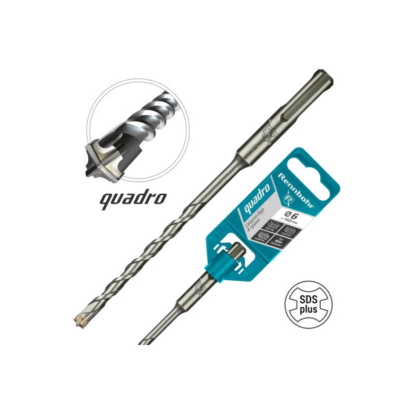Бур для перфоратора SDS+ 6х160 мм. Rennbohr Quadro (4 грани) (510616)