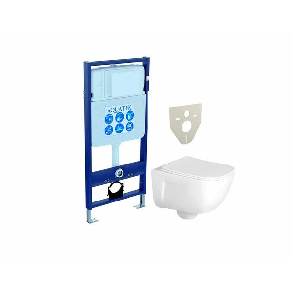 Инсталляция с унитазом Aquatek Дива рама Standard INS-0000012(без клавиши и крепежа)+унитаз Дива AQ2012-00 с тонким сиденьем soft-close (SET