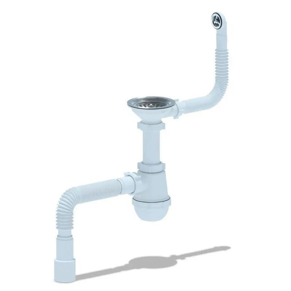 Сифон 40 мм. бутылочный АНИ "Грот" с выпуском 3 1/2"*115 мм. с гибким круглым переливом, с гибкой трубой 40*40/51 АНИ пласт (A0142SA15)