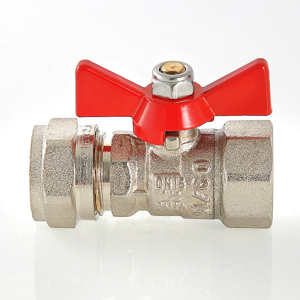 Кран 16х1/2"В шаровый обжим Valtec (красная бабочка) VT.342.N.1604 Кран 16х1/2"В шаровый обжим Valtec (красная бабочка) VT.342.N.1604