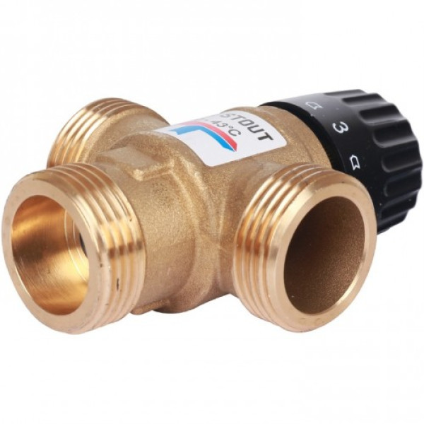 Вентиль термостатический смесительный Stout 1" НР 20-43°C, KVs 2,5 SVM-0120-254325 Вентиль термостатический смесительный Stout 1" НР 20-43°C, KVs 2,5 SVM-0120-254325