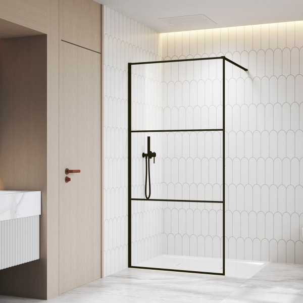 Душевое ограждение RGW Walk In 100x200 стекло прозрачное, профиль черный (06100910-14)