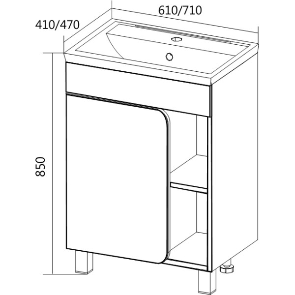 Тумба подвесная 1Marka Nuvo 610*410*850 дуб сонома (У76062)