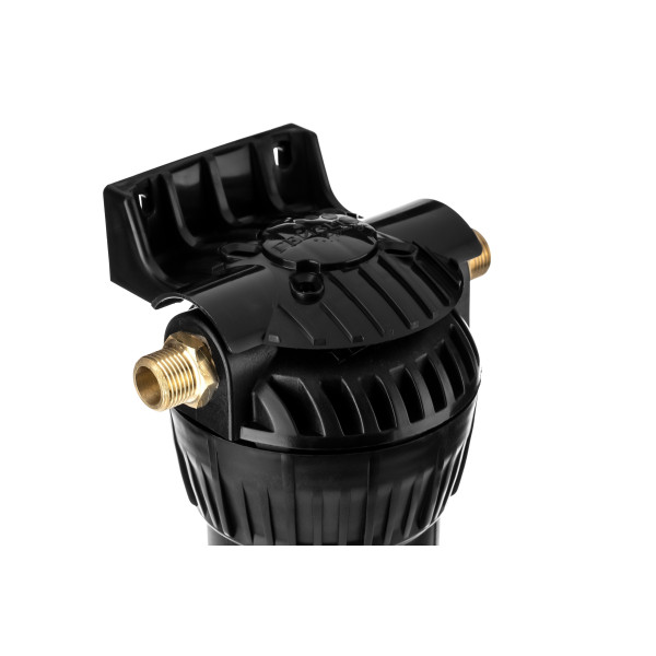 Фильтр колбовый Гейзер 1/2" 10SL  с латунными ниппелями (черный, для горячей воды) (50541)