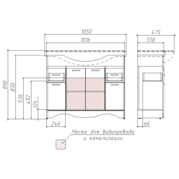 Тумба напольная Домино Классика 105 RICH белое дерево (DR6004T)