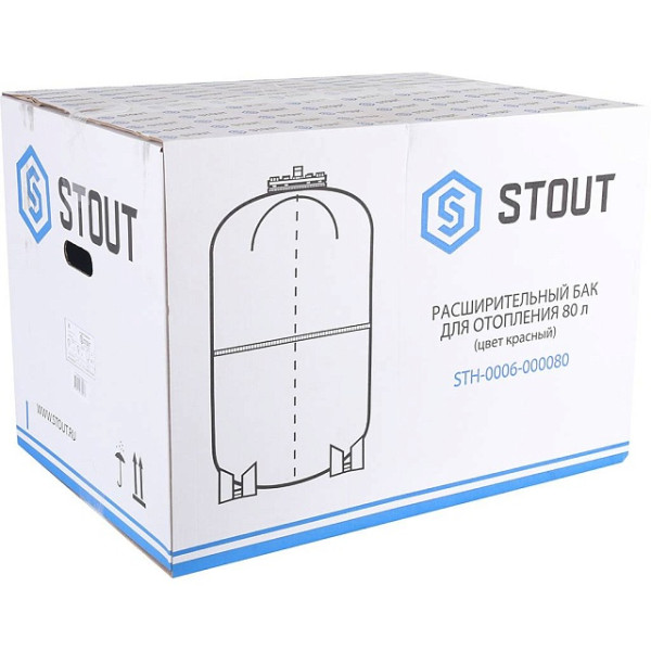 Бак расширительный для систем отопления Stout 80 л. (6 бар, красный) (STH-0006-000080)
