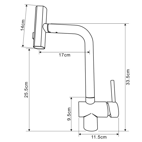 Смеситель для кухни Melodia della vita Perfetto с выдвижным изливом, черный (MDV30208bk)