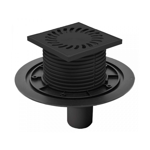 Трап MCH с нижним сливом универсальный DN50 решетка нерж. SUN 122х122 (г/з+с/з) черный Трап MCH с нижним сливом универсальный DN50 решетка нерж. SUN 122х122 (г/з+с/з) черный