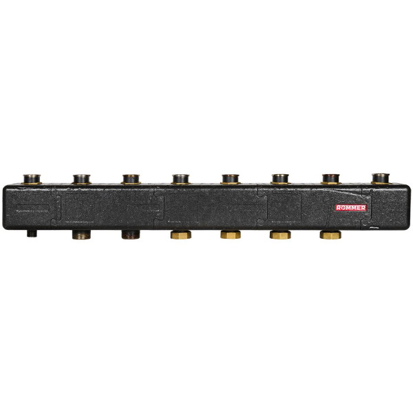 Коллектор распределительный Rommer 1 1/2" на 4(6) контура (сталь, до 85 кВт) в теплоизоляции (RDG-1017-004046) Коллектор распределительный Rommer 1 1/2" на 4(6) контура (сталь, до 85 кВт) в теплоизоляции (RDG-1017-004046)