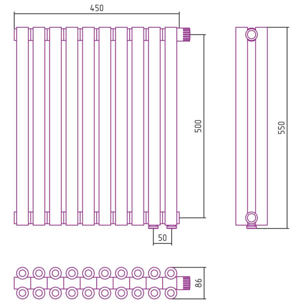 Дизайн-радиатор Сунержа Эстет-00 EU50 500*450 10 секций золотой (03-0322-5010)