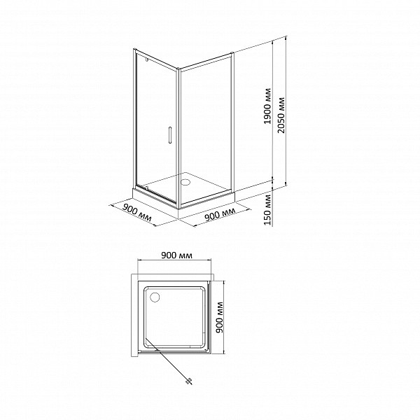 Душевой уголок BandHours Frenk/Side/Square 99 90х90 поддон в комплекте, стекло прозрачное, профиль хром Душевой уголок BandHours Frenk/Side/Square 99 90х90 поддон в комплекте, стекло прозрачное, профиль хром