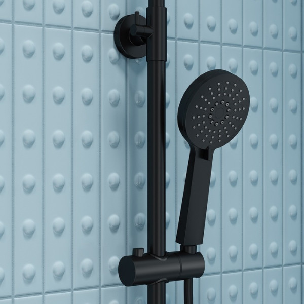 Душевая система Iddis Flow с тропическим душем и изливом черный матовый (FL1BL3Fi06)