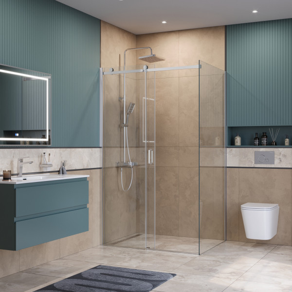 Душевой уголок BelBagno Soft Close-2 130x90x200 стекло прозрачное, профиль хром глянцевый (SOFT_CLOSE-2-AH-1-130/90-C-Cr)