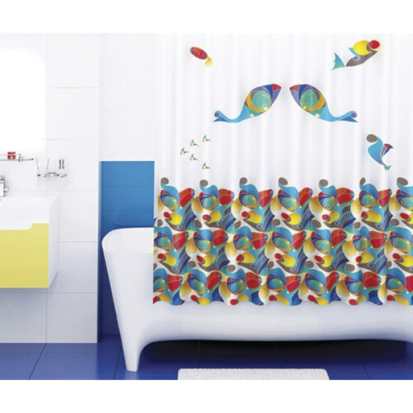 Шторка для ванн текстильная WasserKRAFT Berkel 180x200 с рисунком (SC-68101)