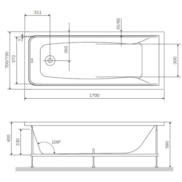 Каркас для ванны AM.PM Gem 170*70 (W90A-170-070W-R)