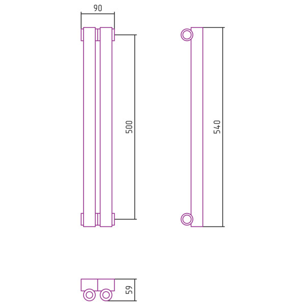Дизайн-радиатор Сунержа Эстет-0 500*90 2 секции белый (12-0331-5002)
