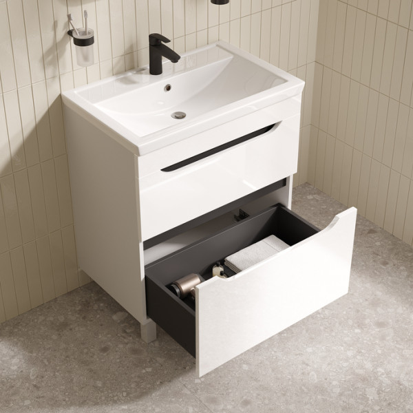 Тумба с умывальником напольная Iddis Ray 70 см белый подходит умыв. 4077000i28 (RAY60WFi95K)